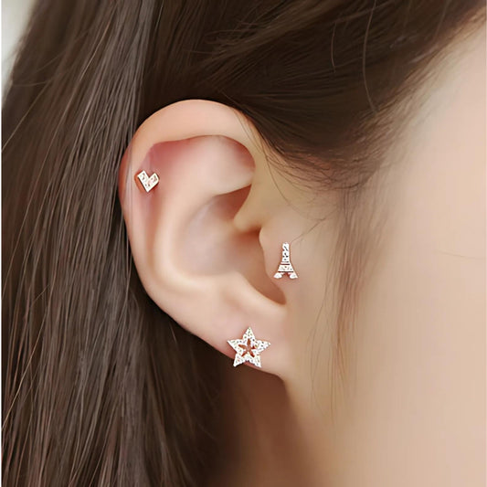 16G Small Tower Heart Upper Lobe Piercings