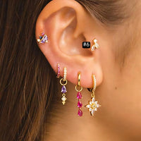 16G Evil Eye Hamsha Flat Back Tragus Daith Earrings