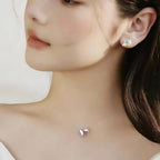 Gradient Heart Invisible Necklace and Earrings