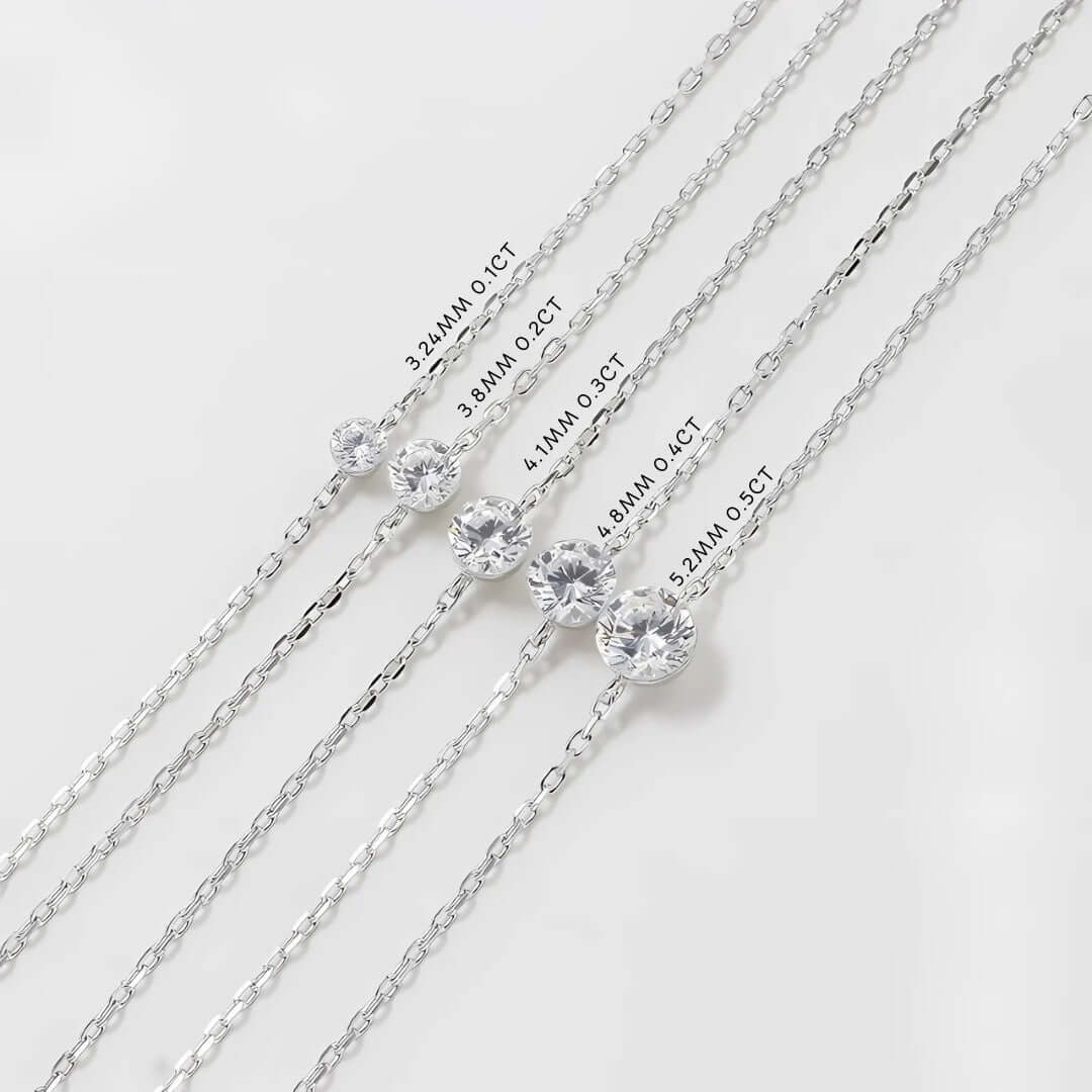 Silver Solitaire Moissanite Pendant Necklace