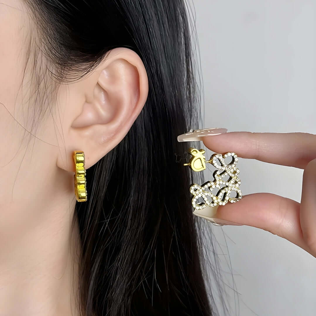 French Square Hollow Letter Large Earrings