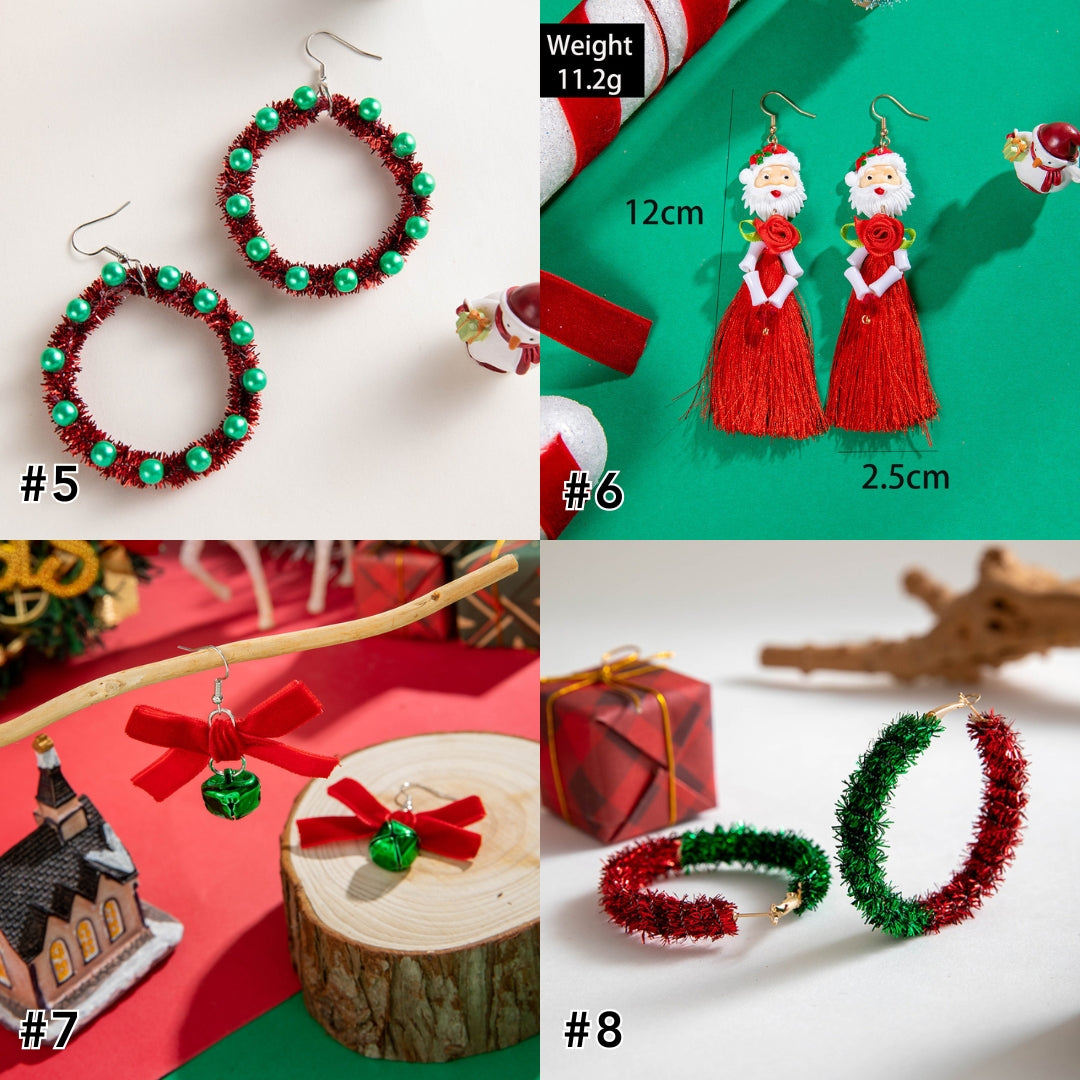 Christmas Jingle Bell Wealth Tinsel Hoop Earrings