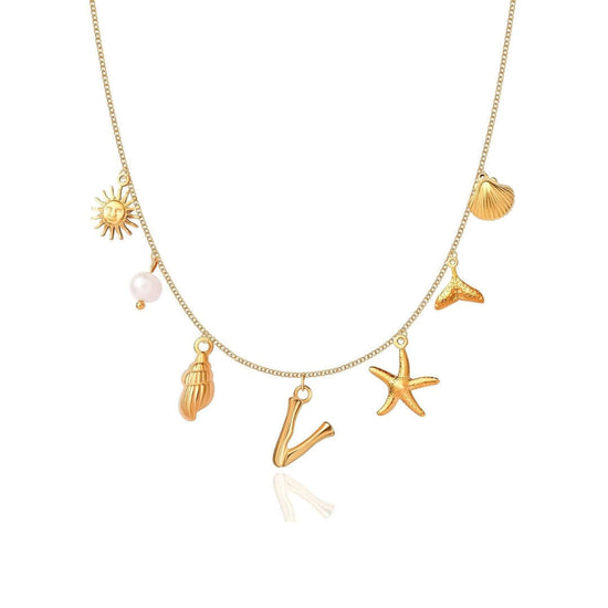 Summer Alphabet Starfish Charm Necklace