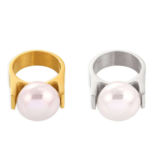 Exaggerate Pearl Statement Gold Thumb Ring