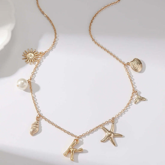 Summer Alphabet Starfish Charm Necklace