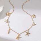 Summer Alphabet Starfish Charm Necklace