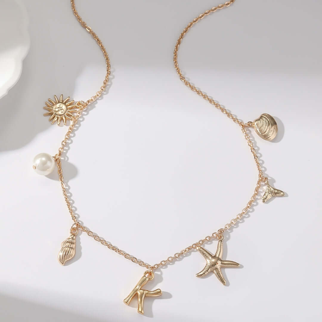 Summer Alphabet Starfish Charm Necklace