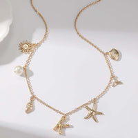 Summer Alphabet Starfish Charm Necklace