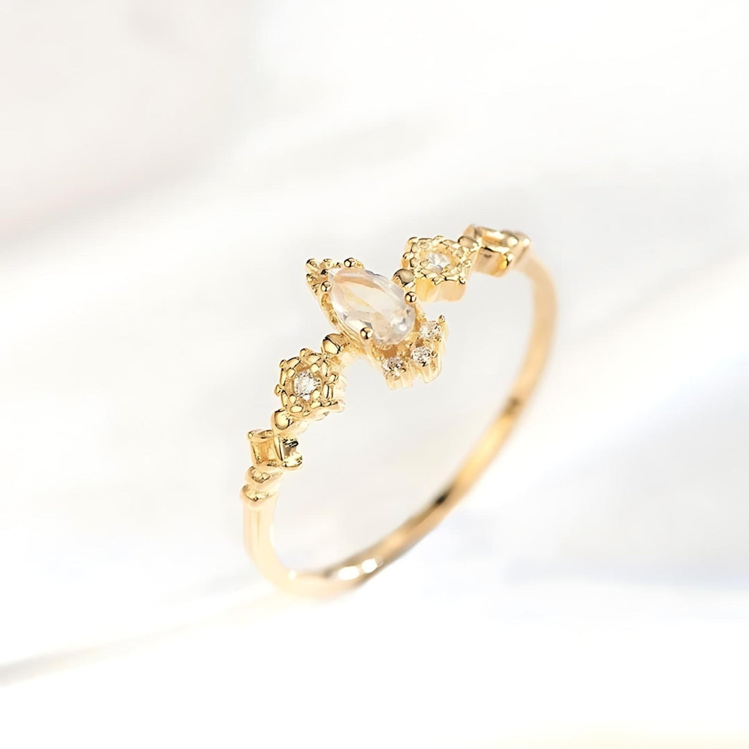 Dainty Pear Shape Moonstone Promise Rings