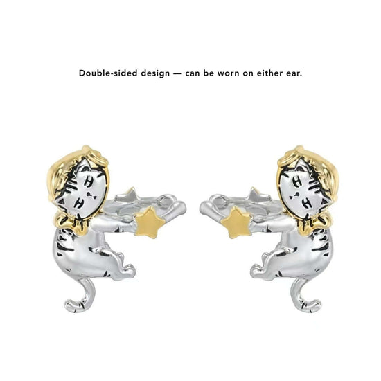 Graffiti Cat Ear Jacket Earrings
