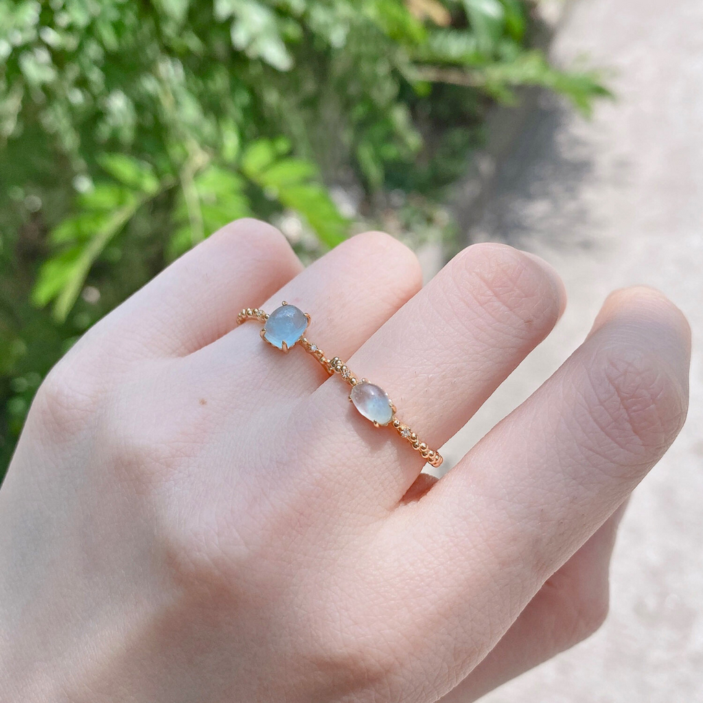 14K Gold Aquamarine Crystal Birthstone Ring