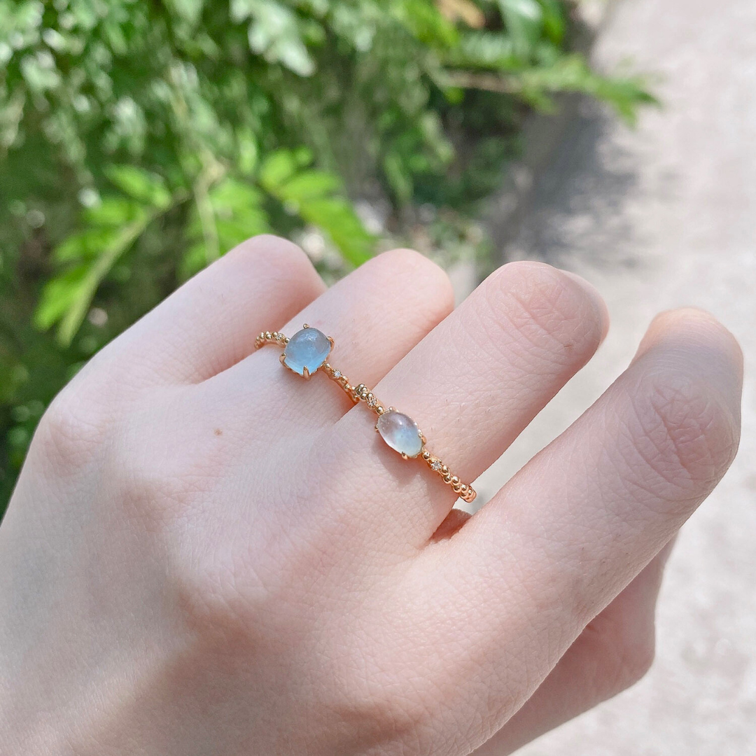 14K Gold Aquamarine Crystal Birthstone Ring