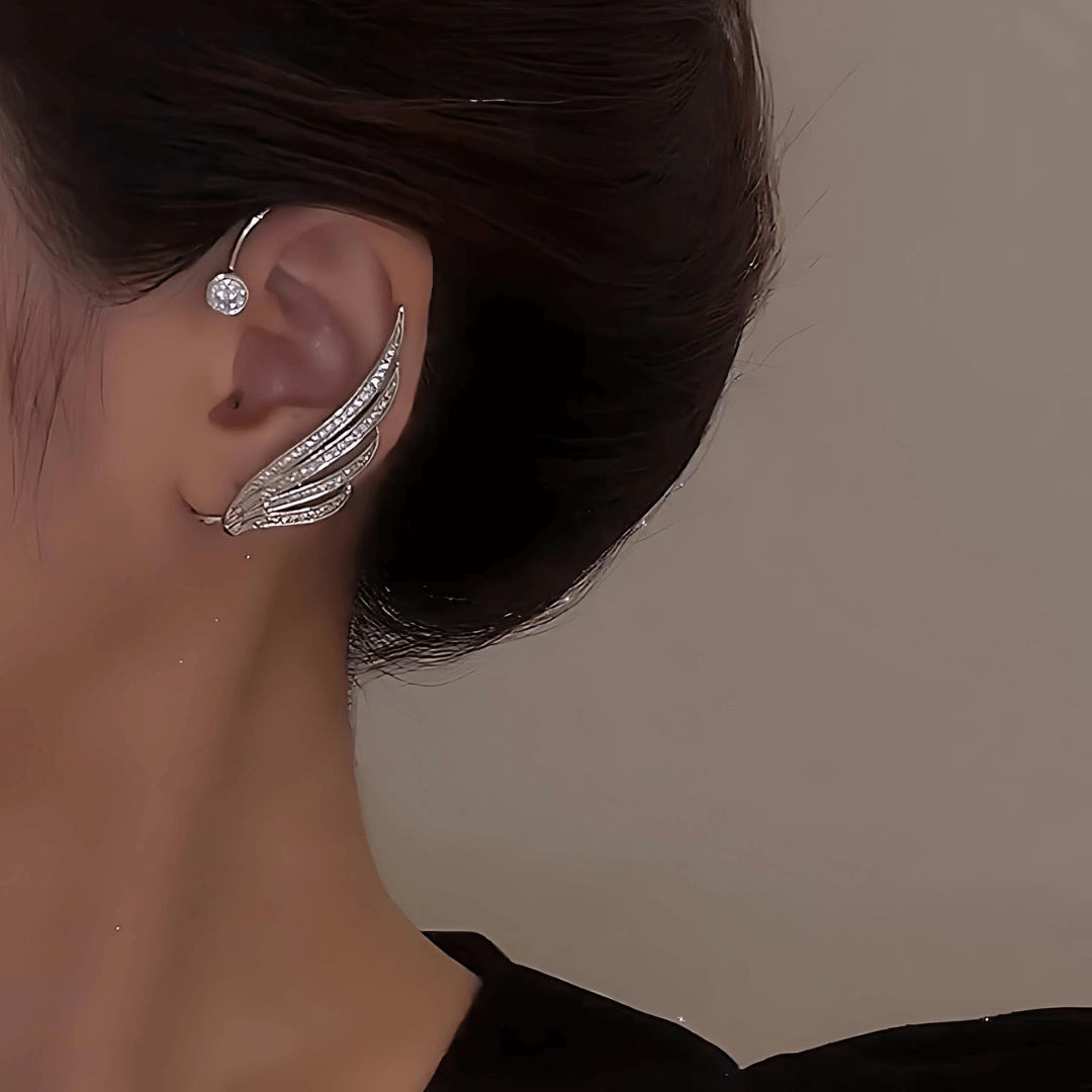 Sparkling No Piercing Phoenix Wings Diamond Ear Cuff & Ear Climbers