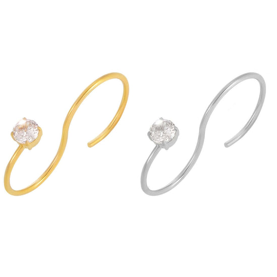 Solitaire Two Fingers Spiral Ring