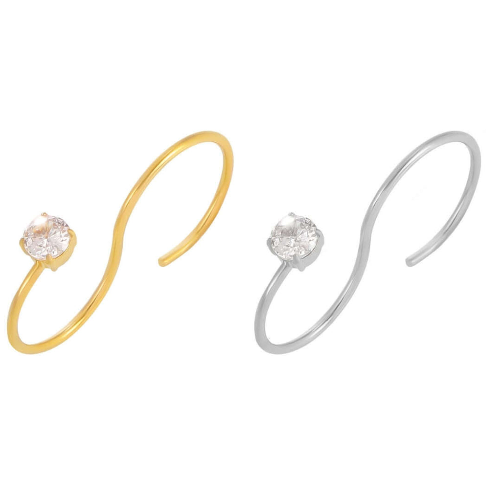 Solitaire Two Fingers Spiral Ring