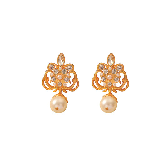 Baroque Flower Pearl Drop Earrings