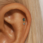 Moss Agate Flat  Back Studs