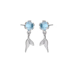 Whale Tail Blue Ocean Drop Earrings