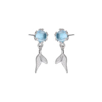 Whale Tail Blue Ocean Drop Earrings