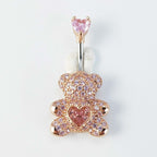 Sparkle Teddy Bear with Dangling Heart Belly Ring