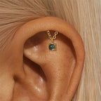 Moss Agate Tassel Push Pin Labret Back Studs