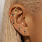 Sterling Silver Moss Agate Push Pin Labret Back Studs