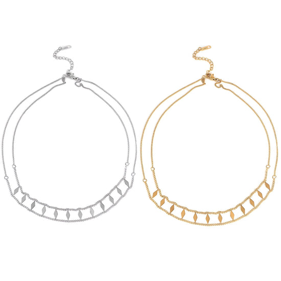 18K Gold Sequin Clavicle Layering Necklace
