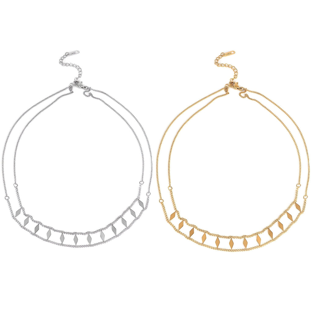 18K Gold Sequin Clavicle Layering Necklace