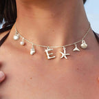 Summer Alphabet Starfish Charm Necklace