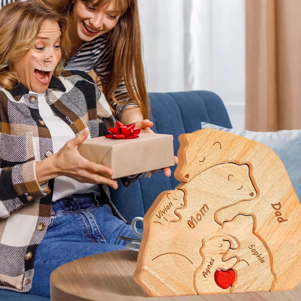 Wooden Bear Family Custom Name Puzzle Gift