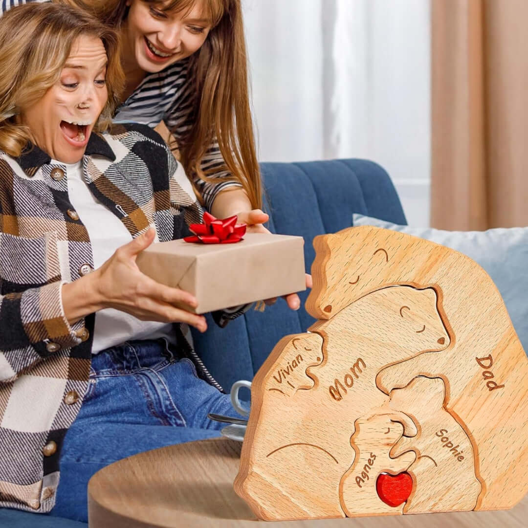 Wooden Bear Family Custom Name Puzzle Gift
