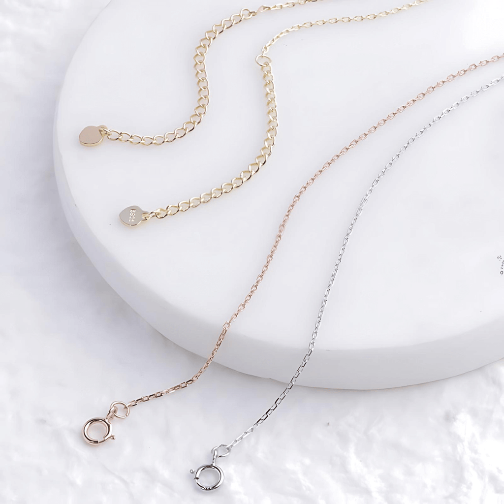 sterling silver chain with rose gol, gold and silver color