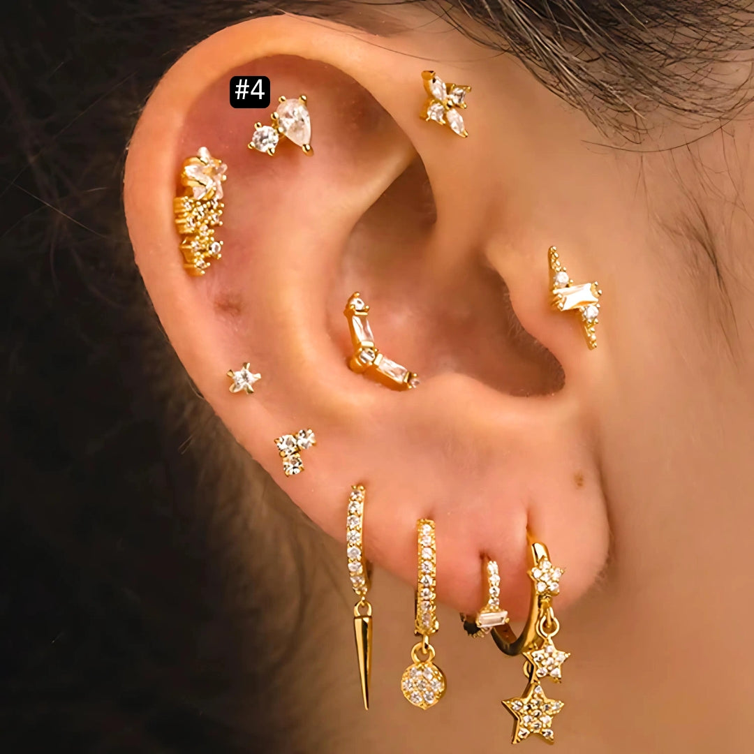 16G Evil Eye Hamsha Flat Back Tragus Daith Earrings