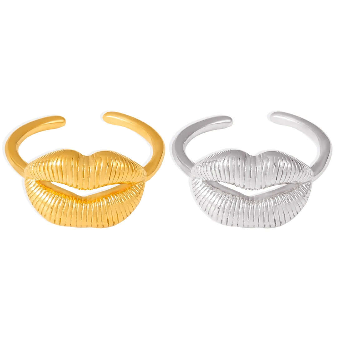 Quirky Kissing Lip Ring Stackable