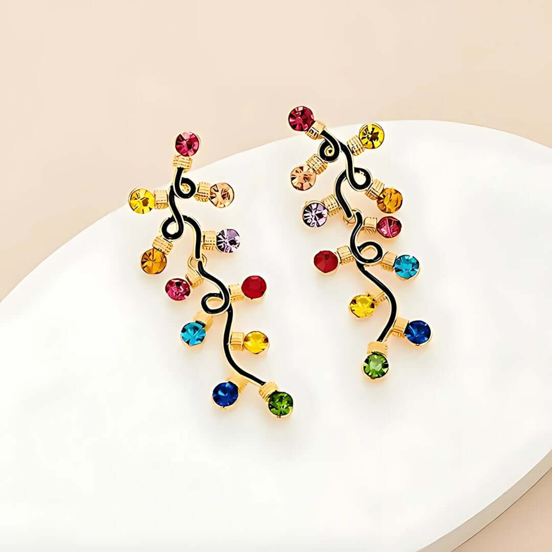 Festive Xmas Light Bulb Colorful Drop Earrings