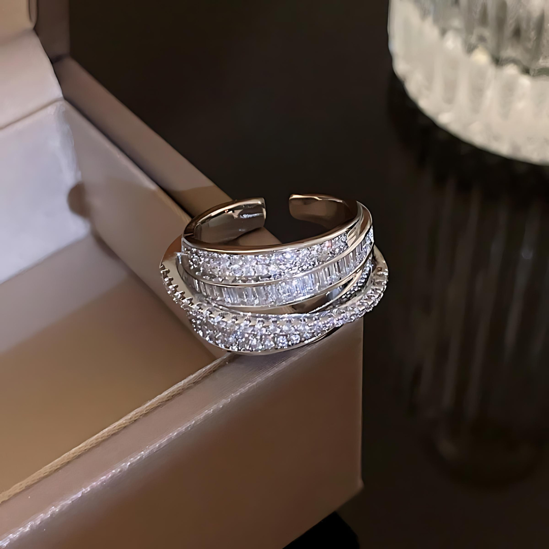 Multi Layer Zircon Stacking Wide Ring