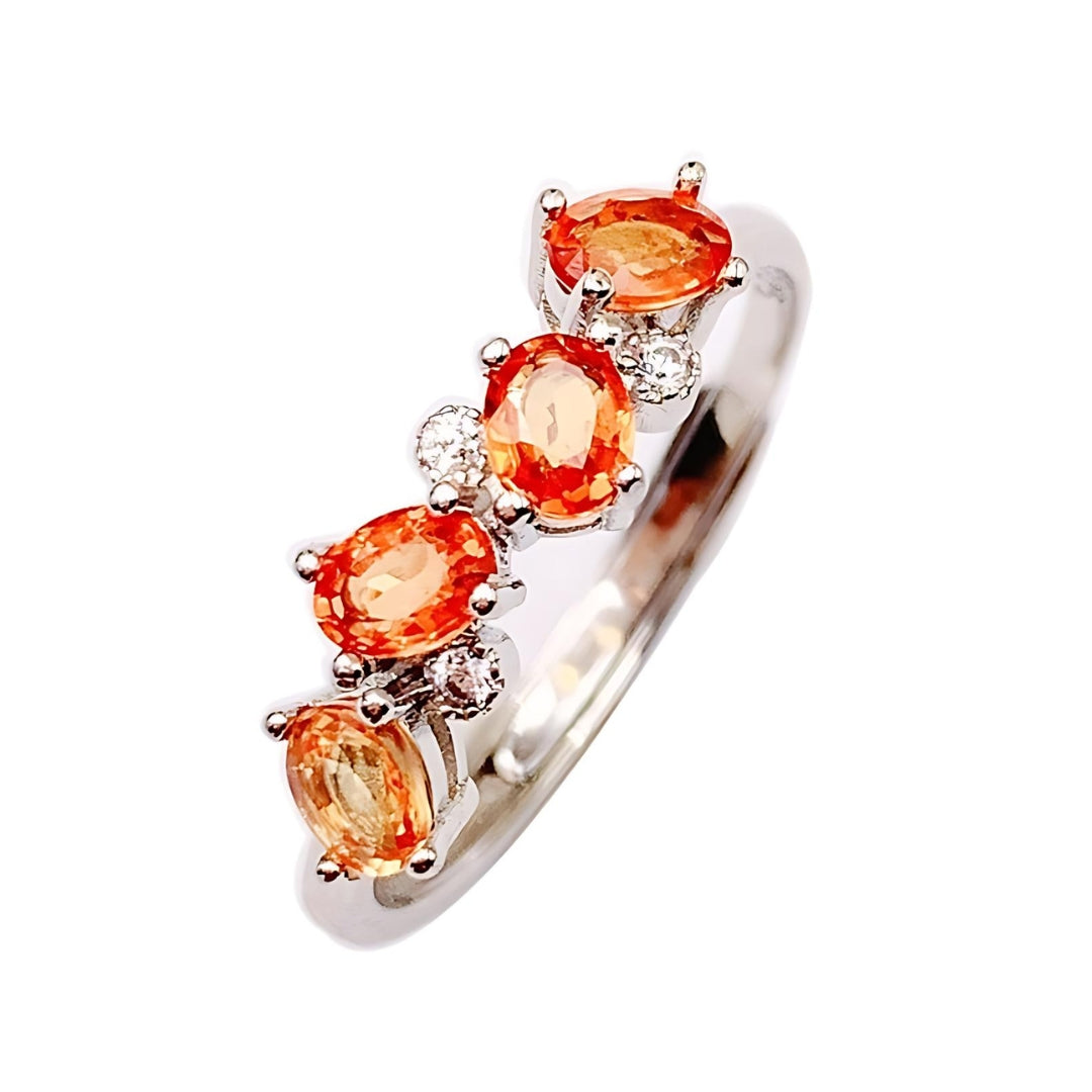 Gold Citrine 4 Stones Ring November Birthstone