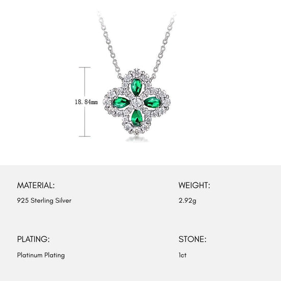 Retro Lab Crafted Emerald Ruby Clover Necklace