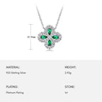 Retro Lab Crafted Emerald Ruby Clover Necklace