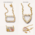 DIY Heart Gold Locket Necklace with Charms