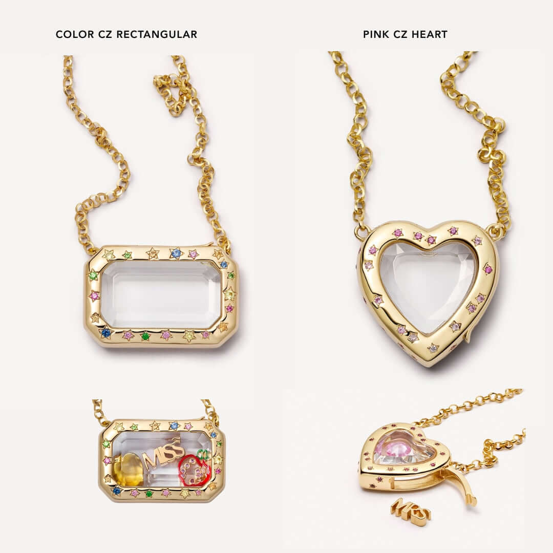 DIY Heart Gold Locket Necklace with Charms