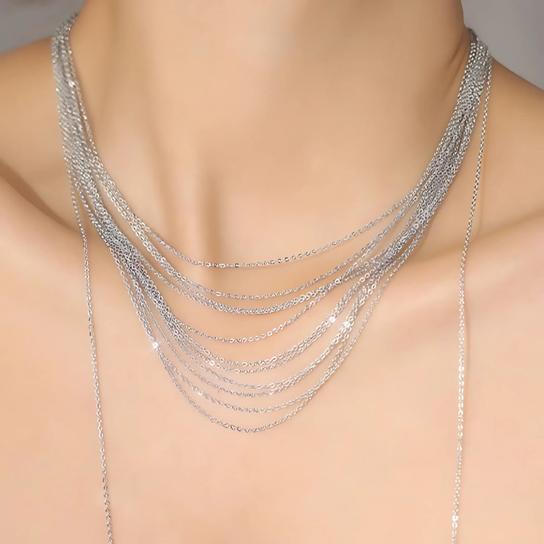 Multistrand Silver Tassel Chain Necklace