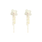 Lace Flower Ivory Pearl Drop Wedding Earrings