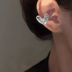 Silver Gold Bezel Heart No Pierced Ear Cuff