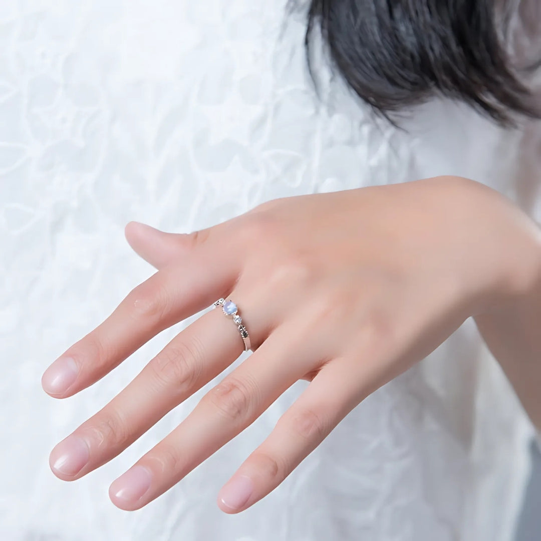 18K Gold Sterling Silver Moonstone Gemstone Ring | FME - R242