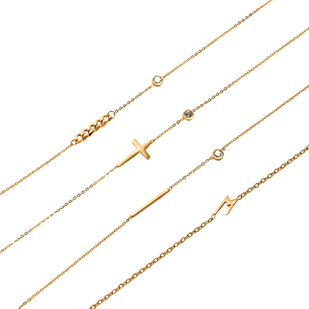 Simple Cross & Bar Pendant Chain Necklace | NC782