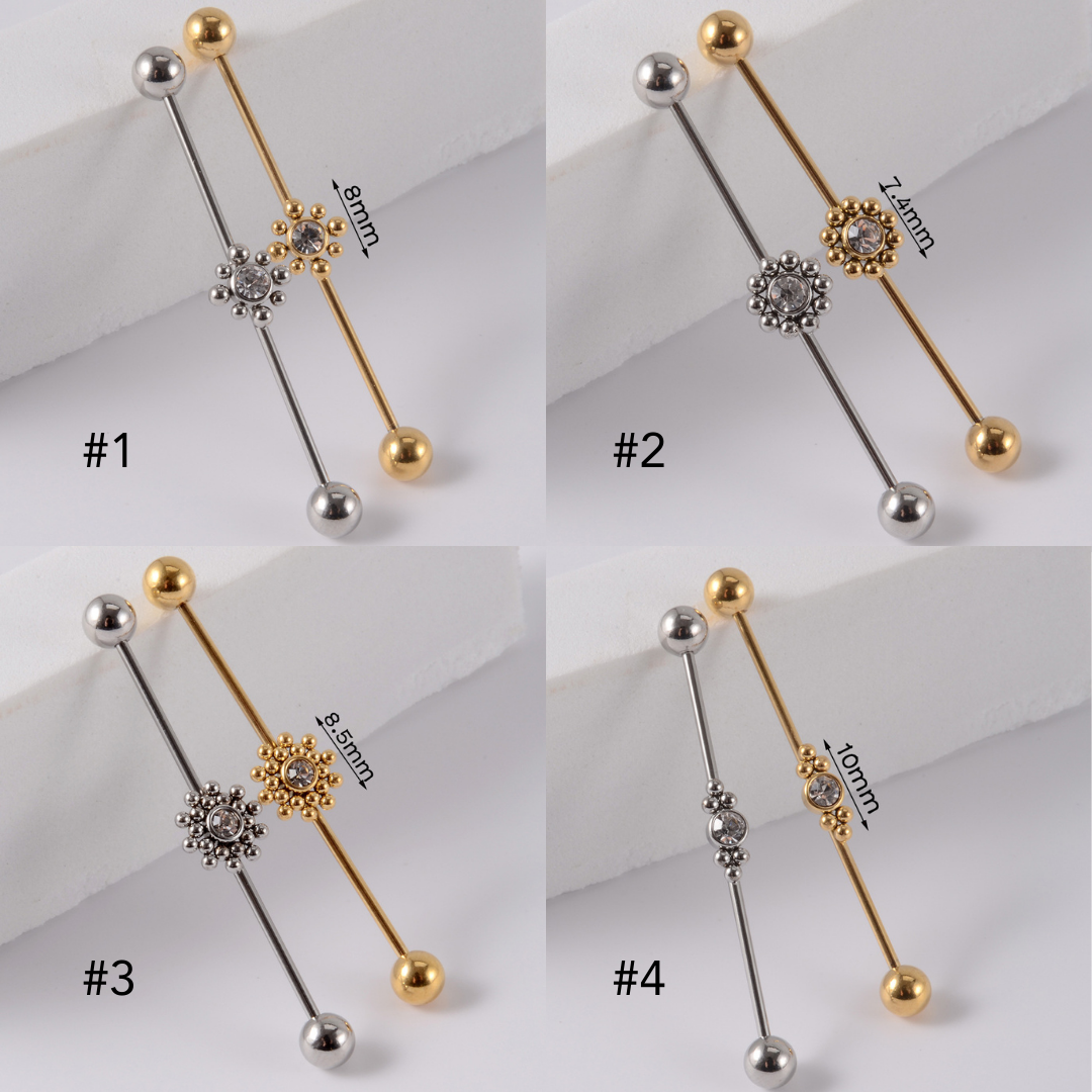 16G Gold & Silver Geometry Double Industrial Barbell Bar | DL2311