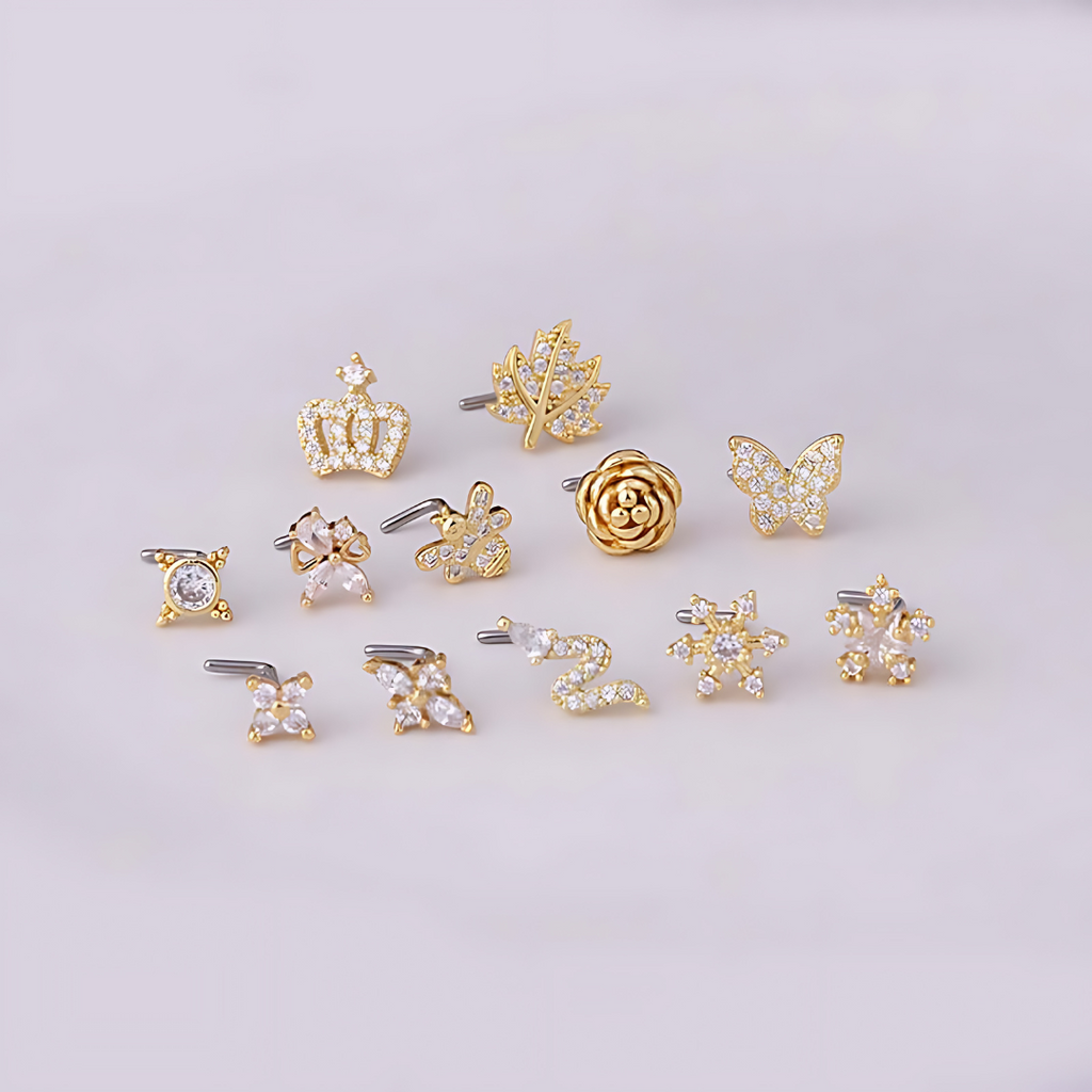 20G Hypoallergenic Leaf Nose Studs