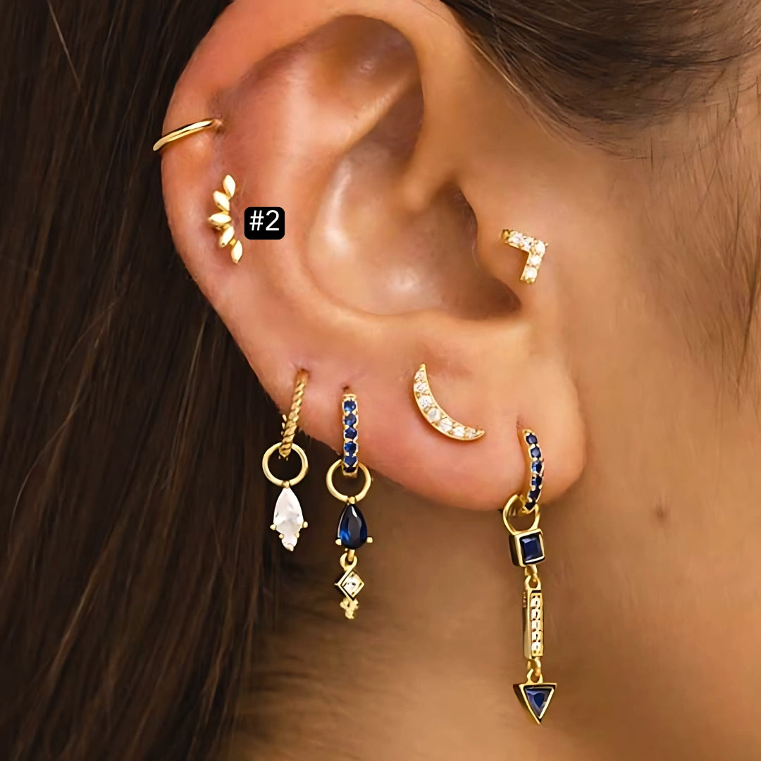 16G Evil Eye Hamsha Flat Back Tragus Daith Earrings