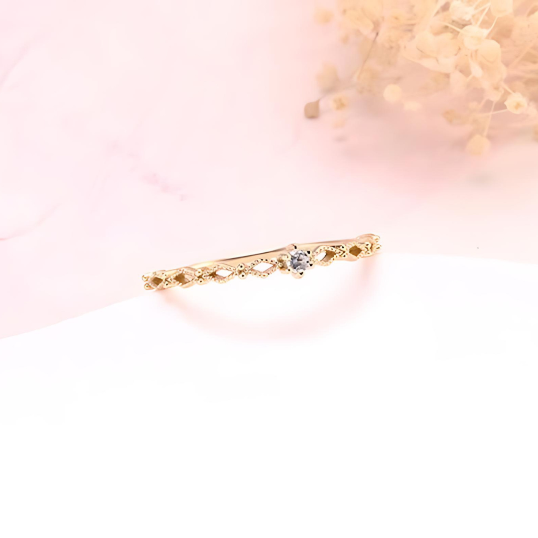 Dainty Rhombus Zircon Stacking Thin Rings